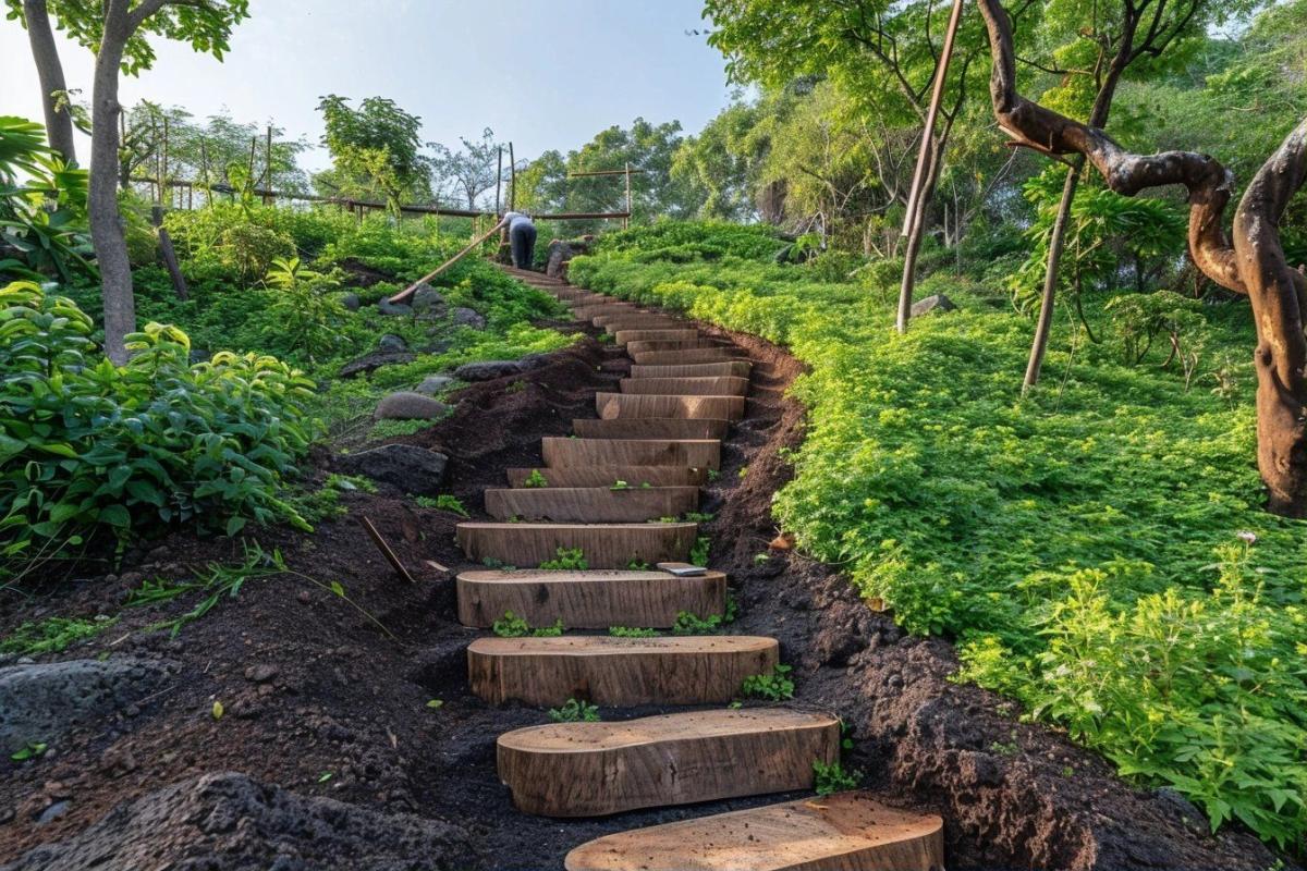 Comment faire un escalier dans un talus pentu ?